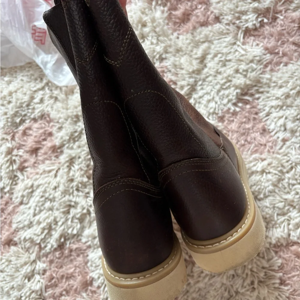 Justin Men’s Dark Brown Leather Work Boots